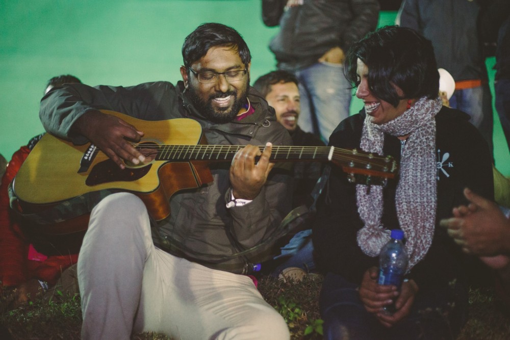 Nikhil Rao of Indian Ocean enjoying at the camp jam at Chasing Storm New Year's Edition at Coorg