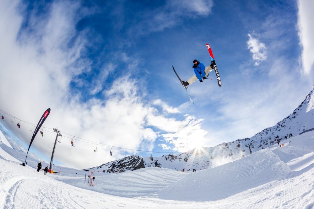 Matt Johnson bringing style to the next level in the Quiksilver Slopestyle up The Remarkables during the American Express Queenstown Winterfestival 2013